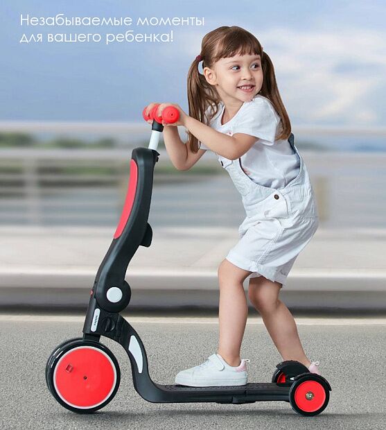Детский самокат-беговел BEBEHOO Multi-function Deformation Stroller 5-in-1 (Red/Красный) - 4