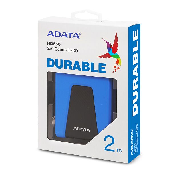 Внешний жесткий диск Portable HDD 2TB ADATA HD650 (Blue), Silicone, USB 3.2 Gen1, 121x81x21mm, 201g - 1