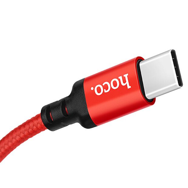 USB кабель HOCO X14 Times Speed Type-C, 2м, нейлон (черный/красный) - 7