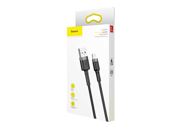 Кабель USB BASEUS Cafule CALKLF-CG1, USB - Lightning, 1.5А, 2 м, серыйчерный - 7