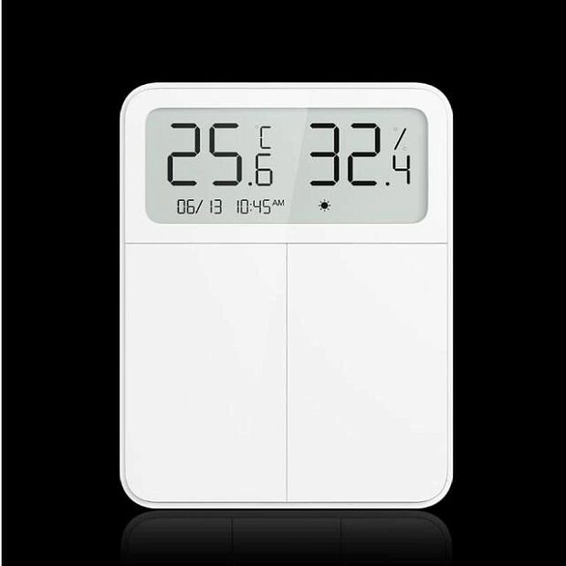 Умный выключатель с термометром Mijia Screen Display Switch (двухклавишный) (White) - 5