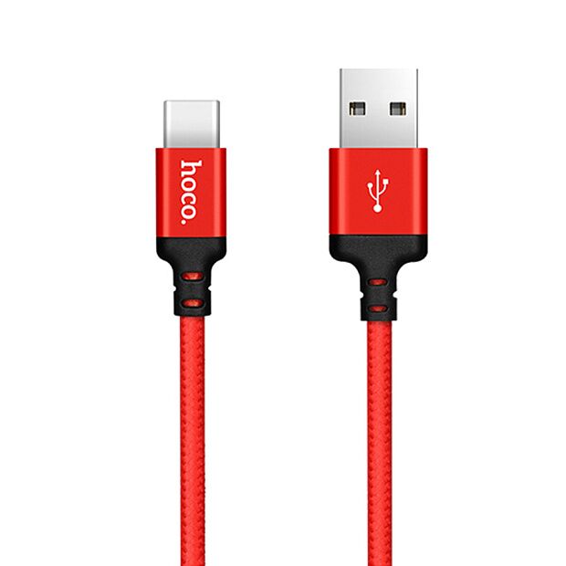 USB кабель HOCO X14 Times Speed Type-C, 2м, нейлон (черный/красный) - 8