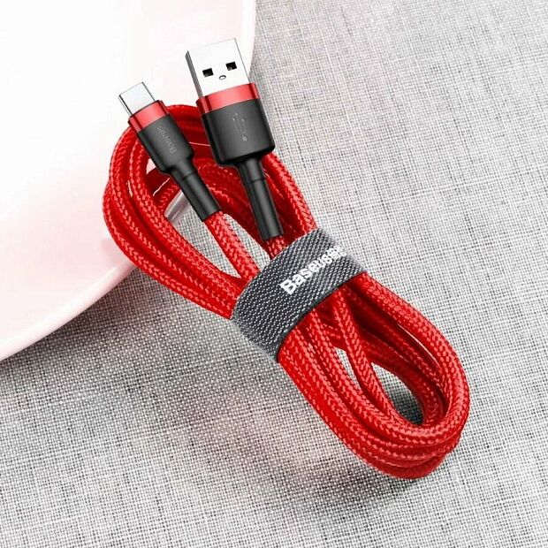 Кабель Baseus Cafule Cable USB For Type-C 3A 1M CATKLF-B09 (Red/Красный) - 10
