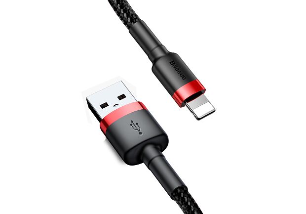 Кабель USB BASEUS Cafule, USB - Lightning, 1.5А, 2 м, красныйчерный - 1