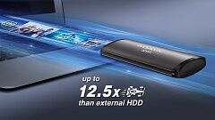 Твердотельный накопитель ADATA External SSD SE760, 2048GB, Type-C, USB 3.2 Gen2, R/W 1000/800 MB/s, 122x44x14mm, Black