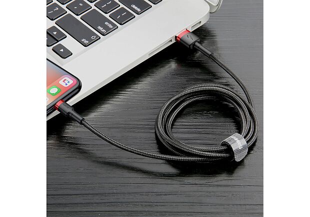 Кабель USB BASEUS Cafule, USB - Lightning, 1.5А, 2 м, красныйчерный - 4