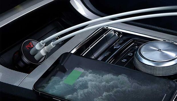 Автомобильная зарядка Baseus Digital Display Dual USB 4.8A Car Charger 24W (Silver) - 4