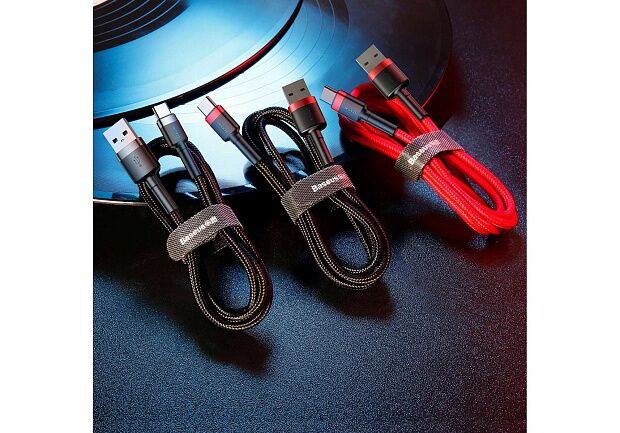 Кабель Baseus Cafule Cable USB For Type-C 3A 1M CATKLF-B09 (Red/Красный) - 4