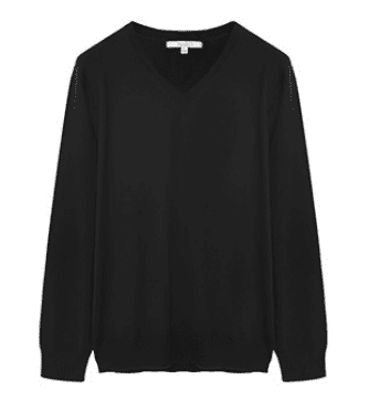 Свитер Marsa Pure Wool One-Piece British Wind V-Neck Shirt (Black/Черный) 
