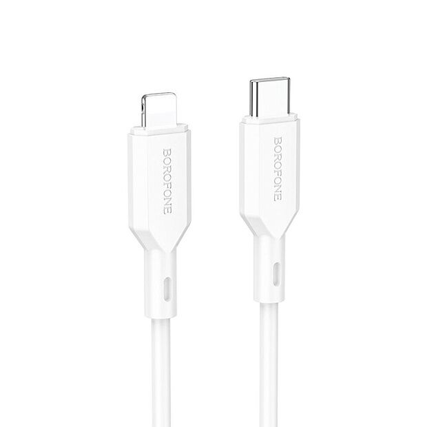 USB-C кабель BOROFONE BX70 Lightning 8-pin, 3A, PD20W, 1м, PVC (белый) - 1