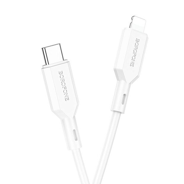 USB-C кабель BOROFONE BX70 Lightning 8-pin, 3A, PD20W, 1м, PVC (белый) - 2